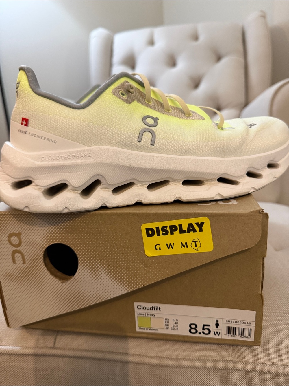 GUC On Cloud Cloudtilt Women's Athletic Shoes Sneakers White Yellow- Size 8.5 - Picture 4 of 11